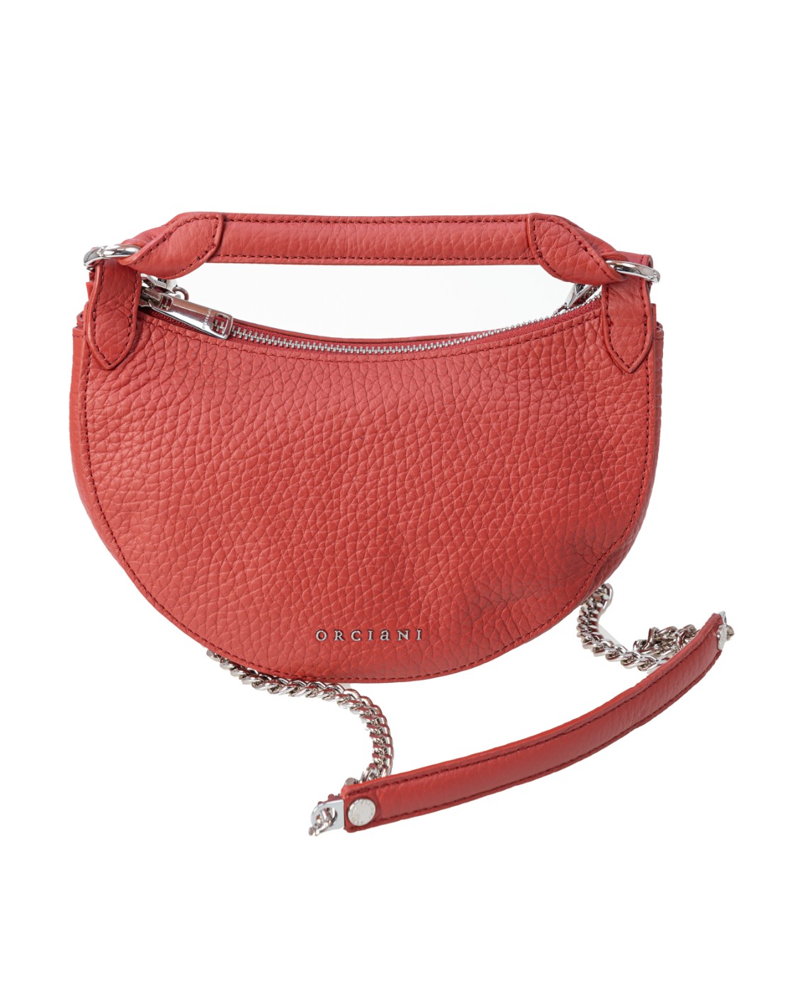 shop ORCIANI  Borsina: Orciani Mini Bag Dumpling Soft in pelle con tracolla.
Tasche: portacarte interno.
Chiusura con zip.
Tracolla rimovibile a catena.
Dettagli finitura ottone dorato.
Dimensioni: Larghezza: 24 cm, Altezza: 16 cm, Profondità: 10 cm.
Composizione: 100% Pelle.
Fabbricata in Italia.. SD0179 SOF-TERRAROSSA number 9276791